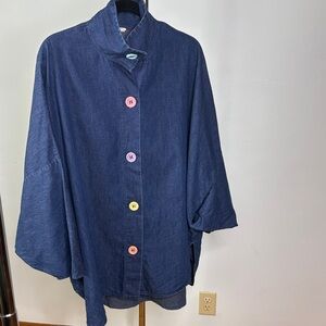 Denim oversized smock shirt